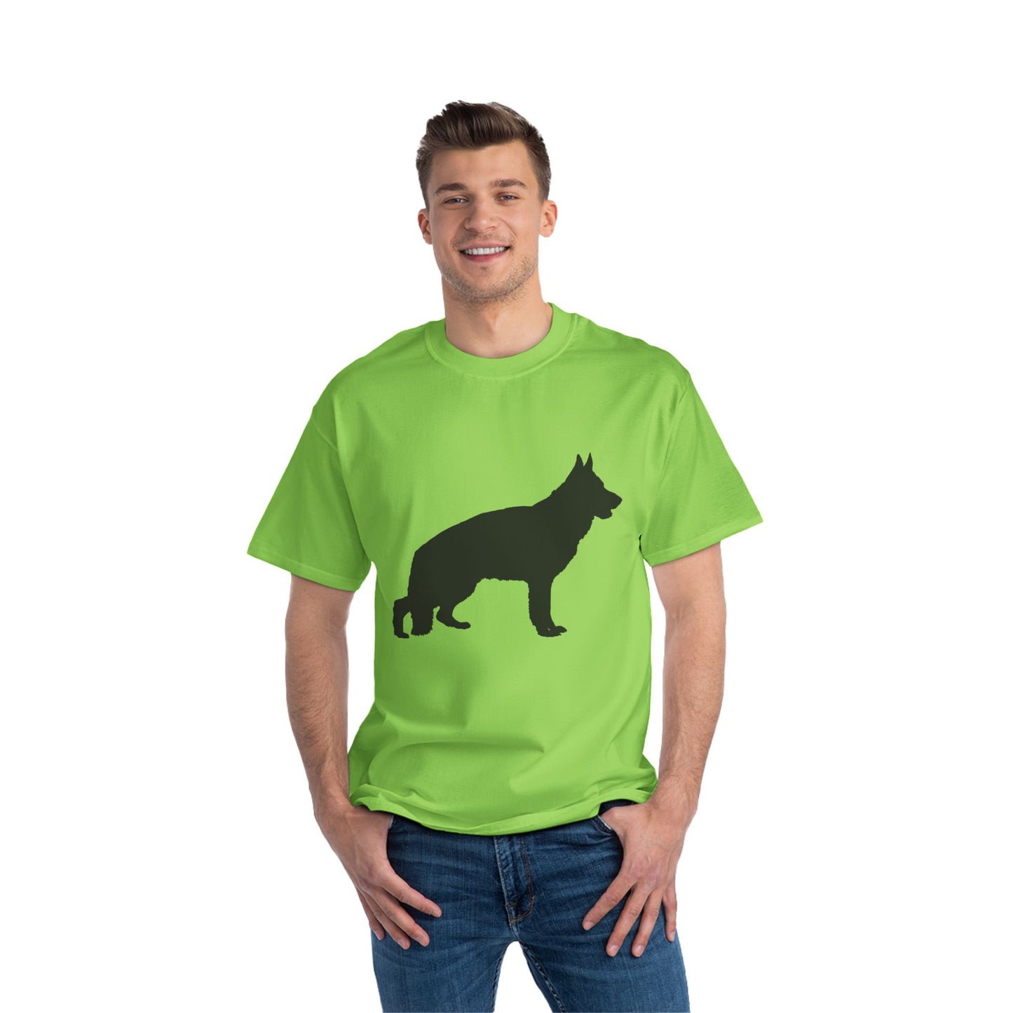 German Shepherd Silhouette Men's Short-Sleeve Crewneck Tee