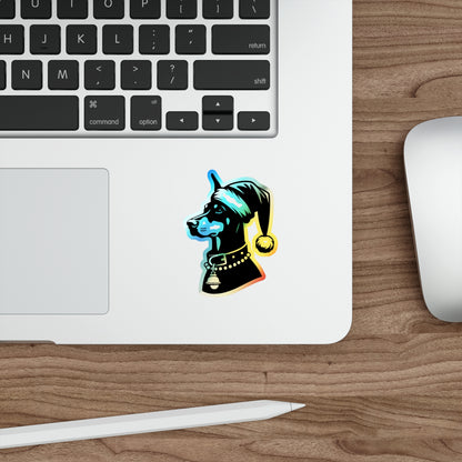 Santa Paws Doberman Holographic Sticker