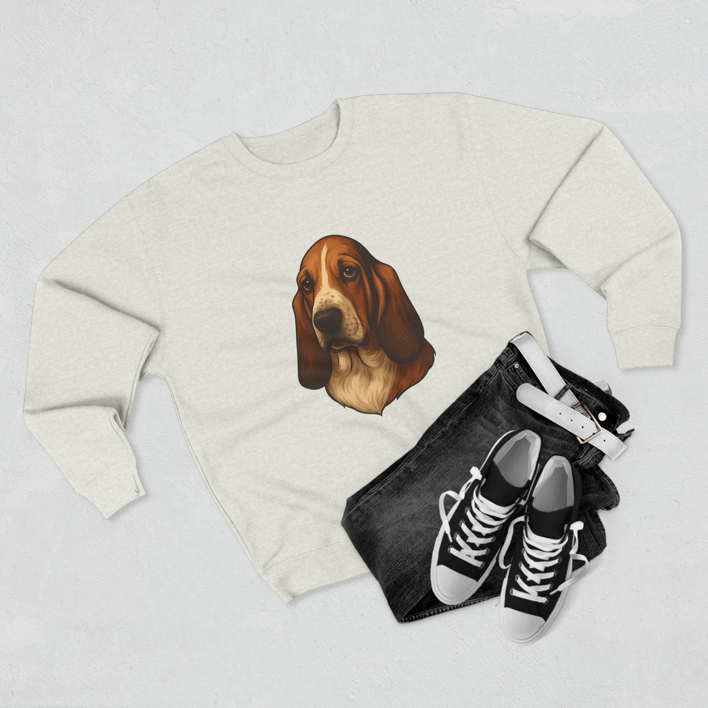 Basset Hound Head Unisex Crewneck Sweatshirt