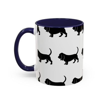 Basset Hound Silhouette 2-Tone Coffee Mug