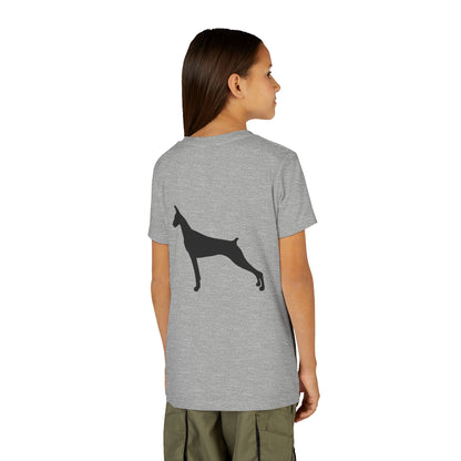 Doberman Silhouette Youth Unisex Short Sleeve Crewneck Tee