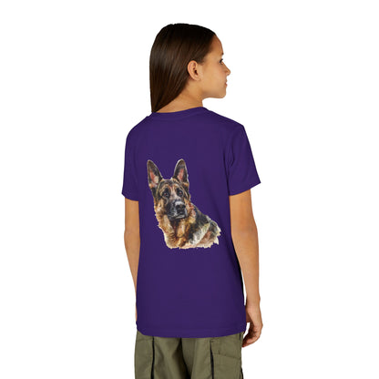 German Shepherd Head Youth Unisex Short Sleeve Crewneck Tee