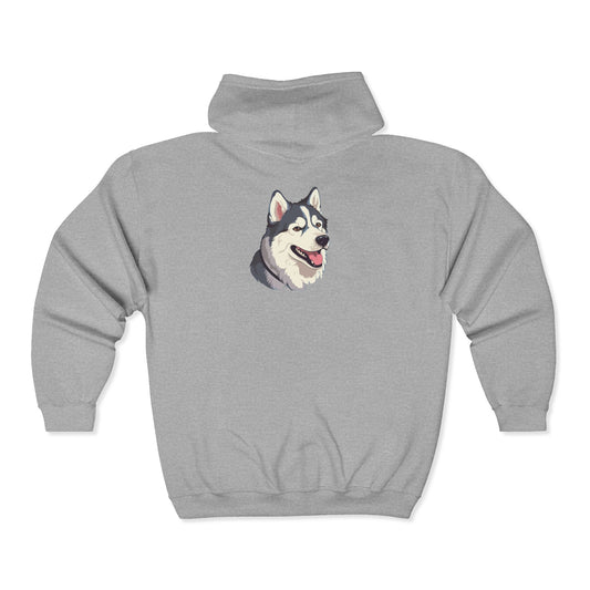Malamute Head Unisex Full Zip Hoodie