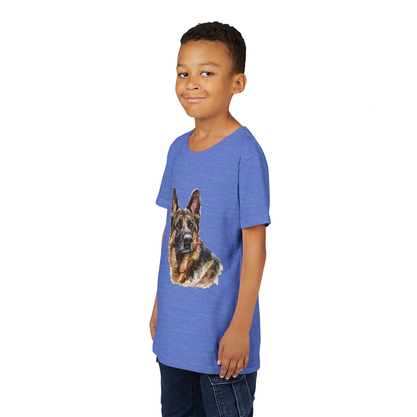 German Shepherd Head Youth Unisex Short Sleeve Crewneck Tee