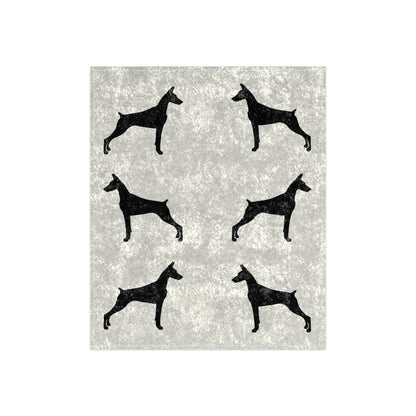 Doberman Silhouette Crushed Velvet Blanket