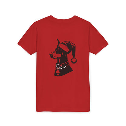 Santa Paws Doberman Youth Unisex Short Sleeve Crewneck Tee