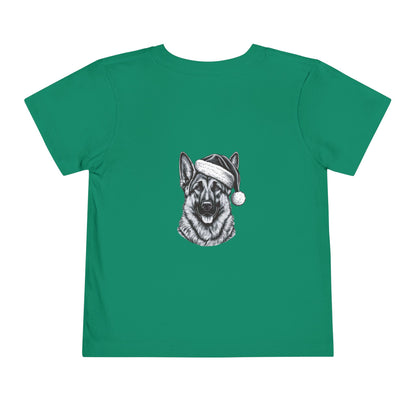 Santa Paws German Shepherd Toddler Unisex Short Sleeve Crewneck Tee