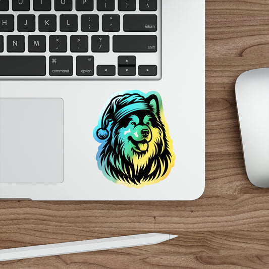 Santa Paws Malamute Holographic Sticker
