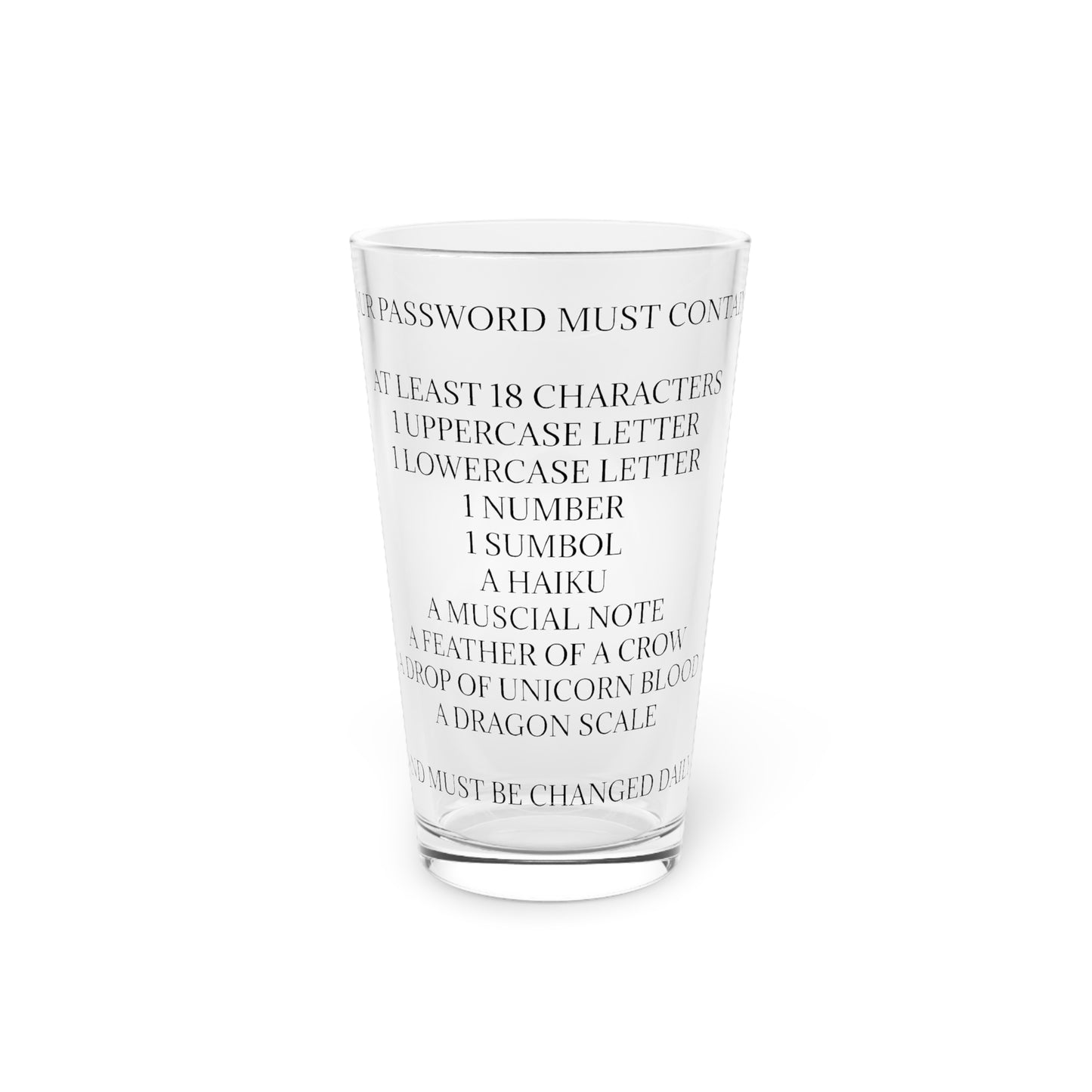 Password Drinking Glass