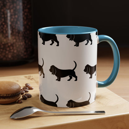 Basset Hound Silhouette 2-Tone Coffee Mug
