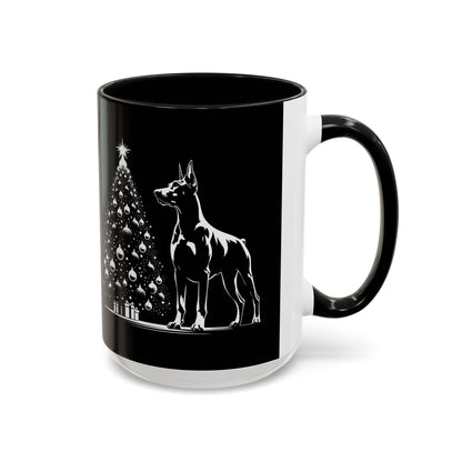 Doberman Christmas Tree 2-Tone Coffee Mug