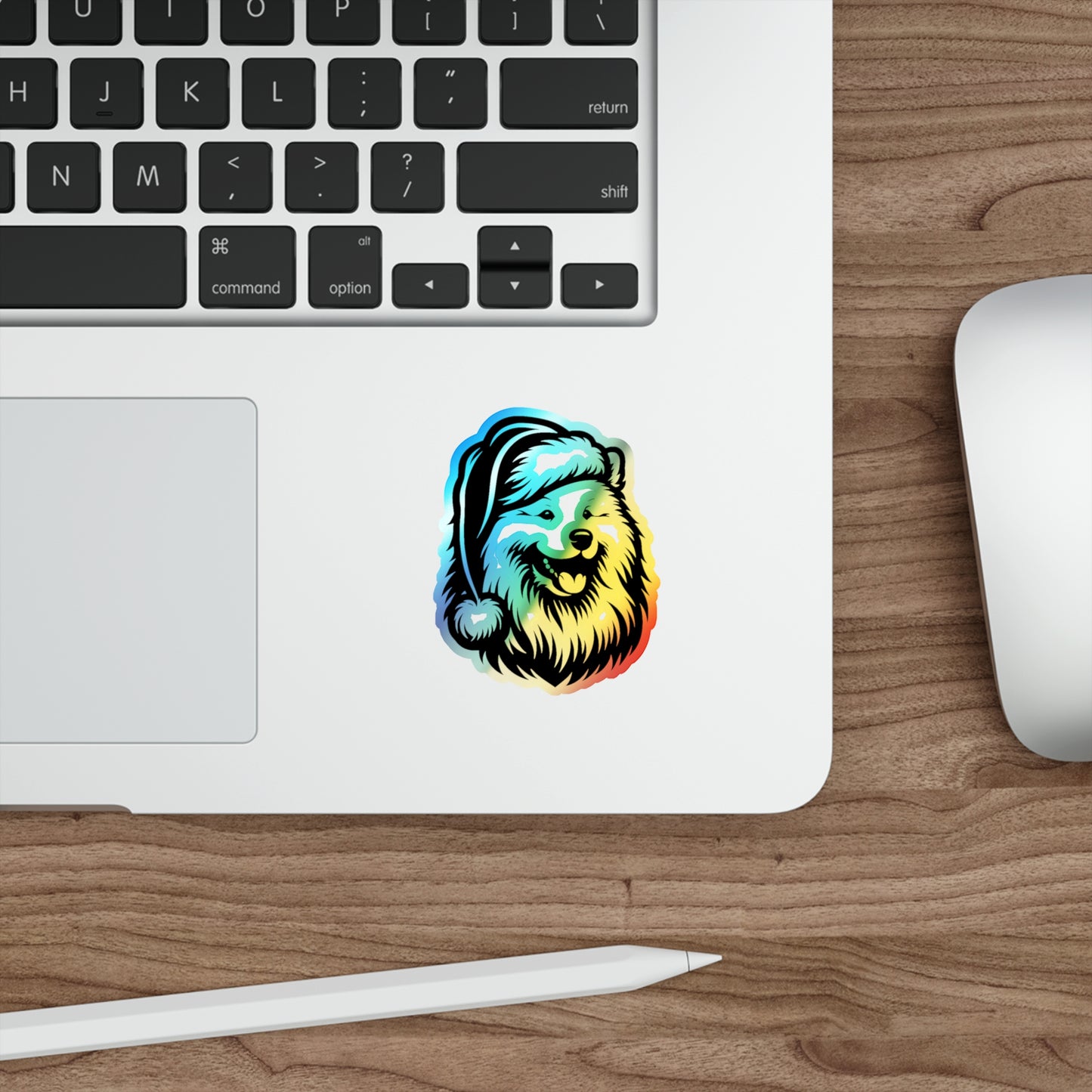 Santa Paws Samoyed Holographic Sticker