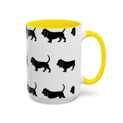Basset Hound Silhouette 2-Tone Coffee Mug