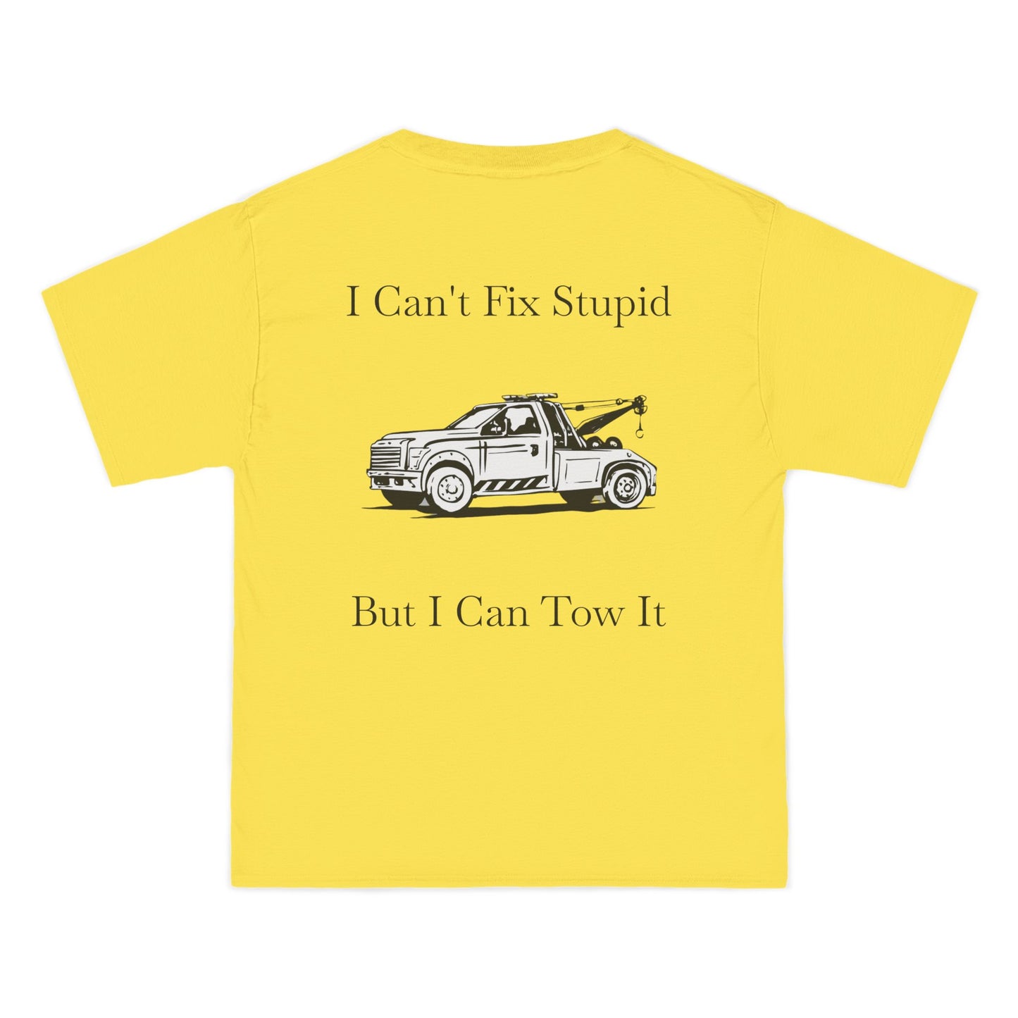I Can't Fix Stupid Wheel Lift Tow Truck Men's Short-Sleeve Crewneck Tee