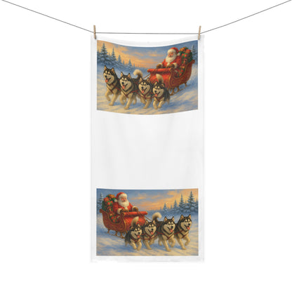 Dashing Through The Snow Mink-Cotton  Beach Towel