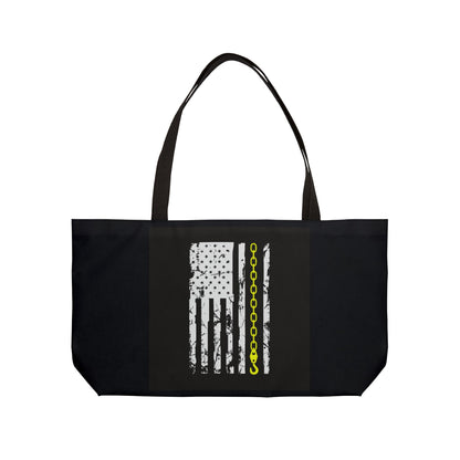 Thin Yellow Line Weekender Tote Bag