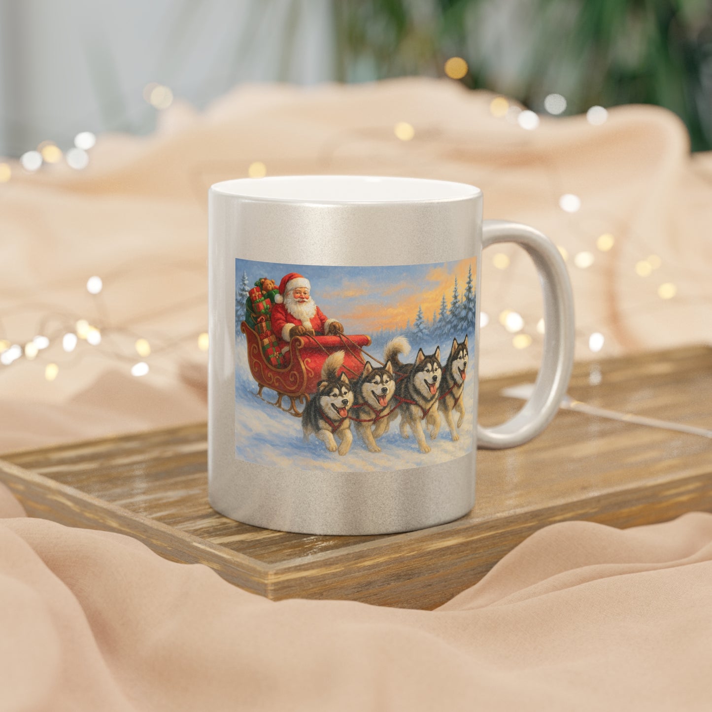 Dashing Through The Snow Metallic Coffee Mug