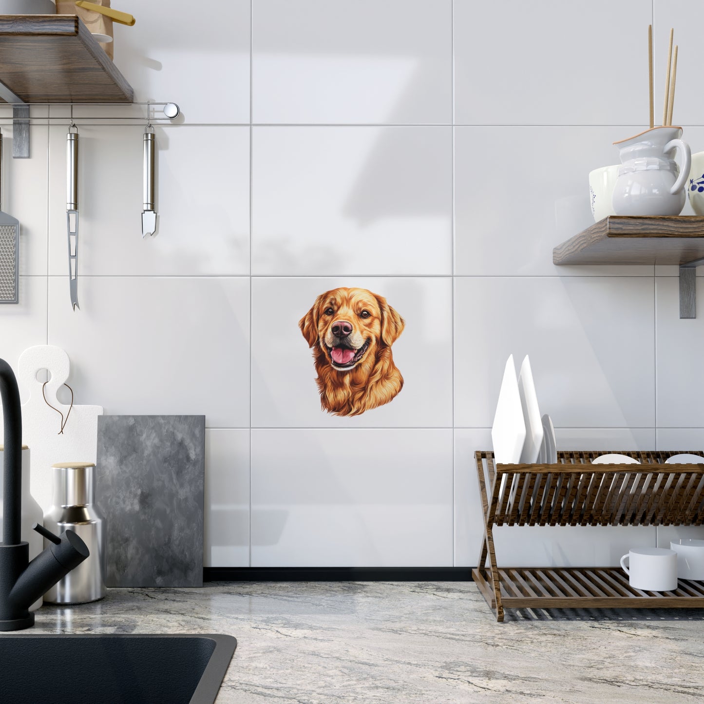Golden Head Ceramic Photo Tile