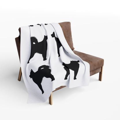 Malamute Silhouette Arctic Fleece Blanket