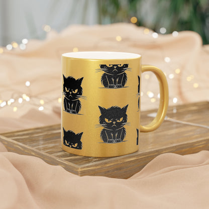 Angry Cat Metallic Coffee Mug