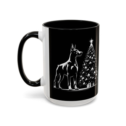 Doberman Christmas Tree 2-Tone Coffee Mug