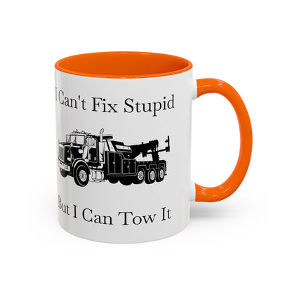 I Can't Fix Stupid Heavy Tow Truck 2-Tone Coffee Mug