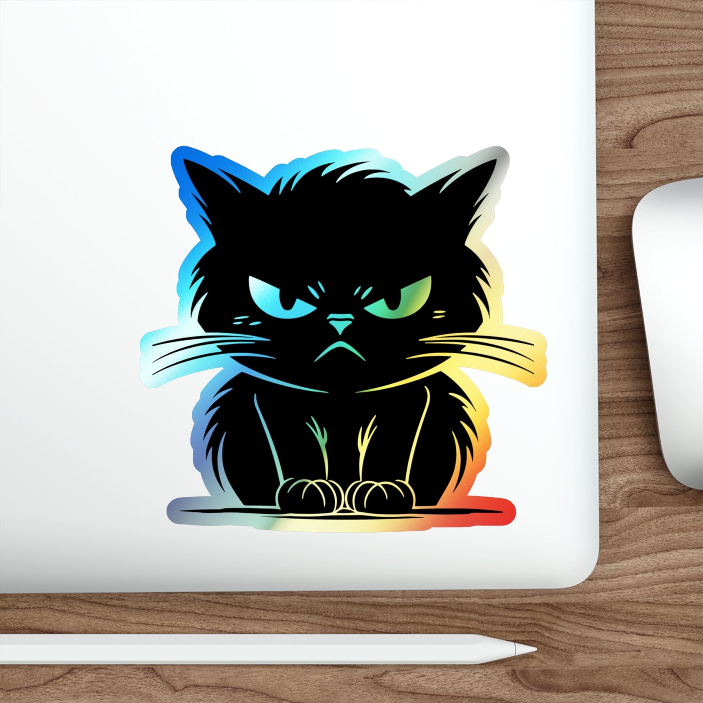 Angry Cat Holographic Sticker