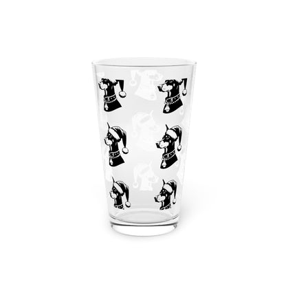 Santa Paws Doberman Drinking Glass