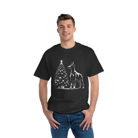 Doberman Christmas Tree Men's Short-Sleeve Crewneck Tee