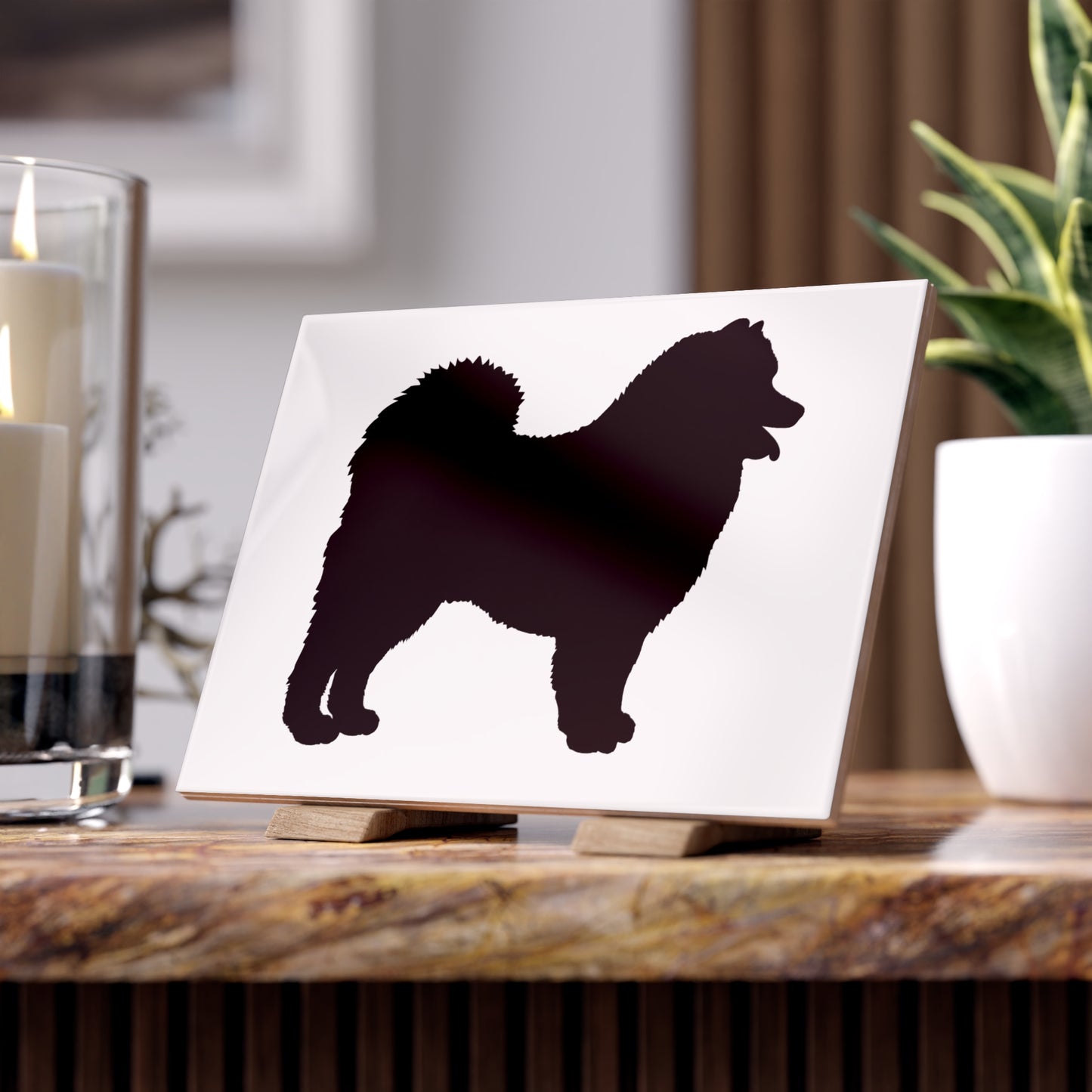 Samoyed Silhouette Ceramic Photo Tile