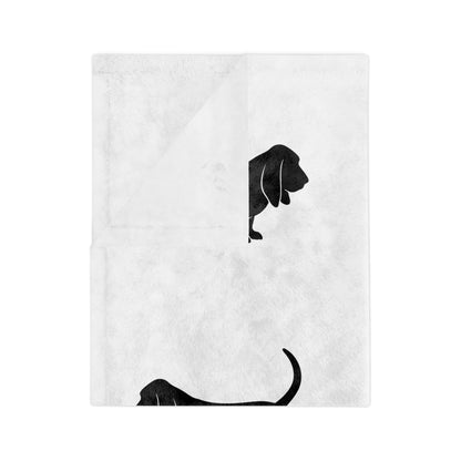Basset Hound Silhouette Velveteen Microfiber Blanket