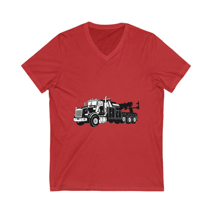 Heavy Tow Truck Unisex Short Sleeve V-Neck Tee