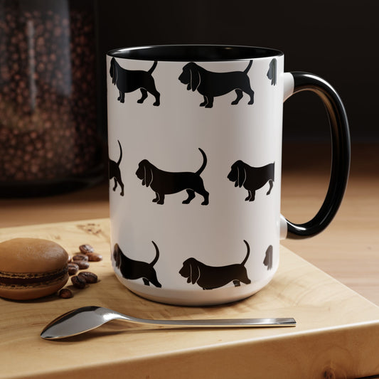 Basset Hound Silhouette 2-Tone Coffee Mug