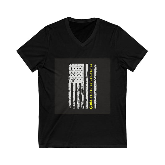 Thin Yellow Line Unisex Short Sleeve V-Neck Tee
