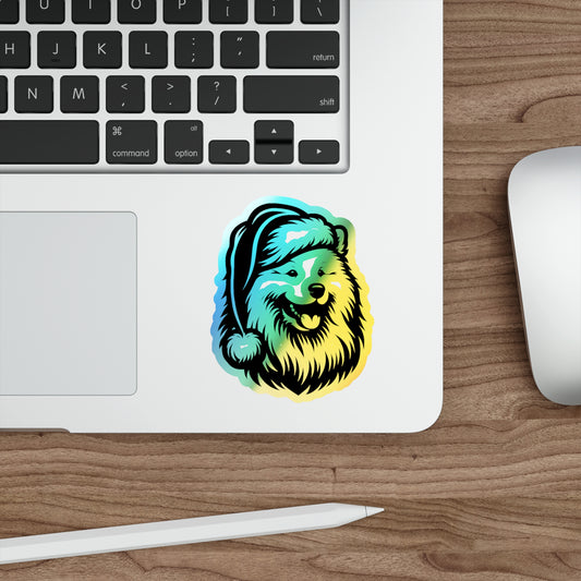 Santa Paws Samoyed Holographic Sticker