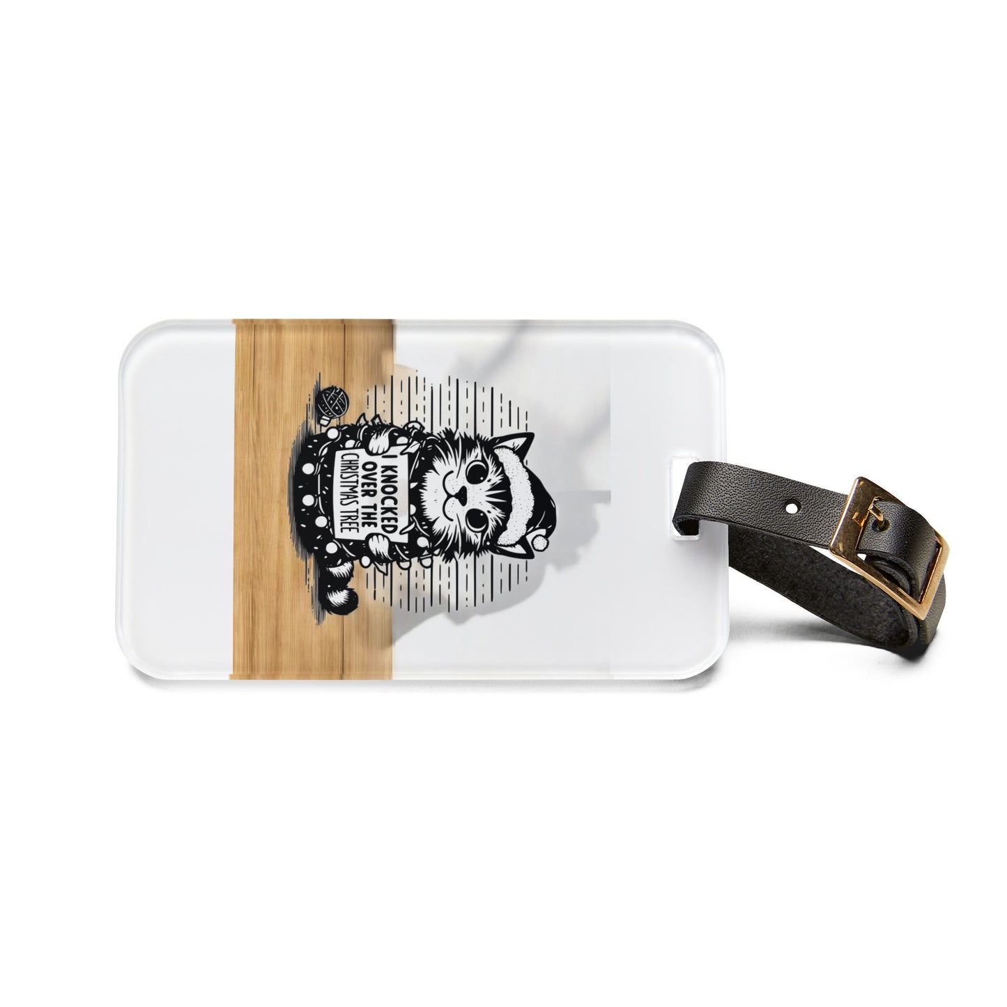 Naughty Cat Leather Strap Luggage Tag