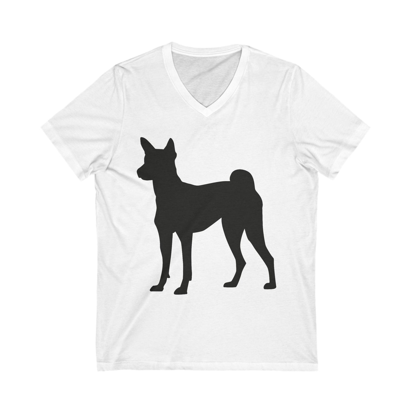 Basenji Silhouette Unisex Short Sleeve V-Neck Tee