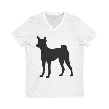 Basenji Silhouette Unisex Short Sleeve V-Neck Tee