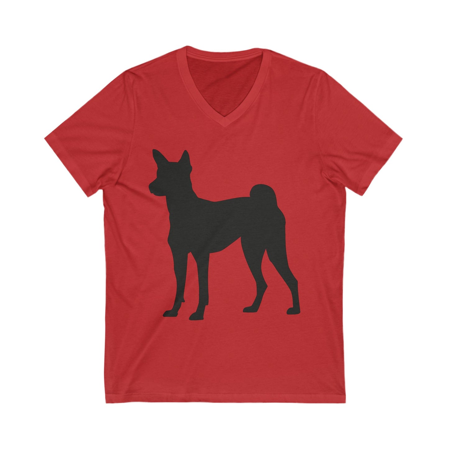 Basenji Silhouette Unisex Short Sleeve V-Neck Tee