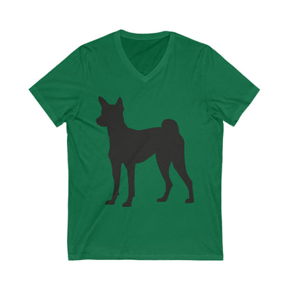 Basenji Silhouette Unisex Short Sleeve V-Neck Tee