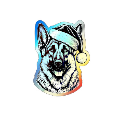 Santa Paws German Shepherd Holographic Sticker