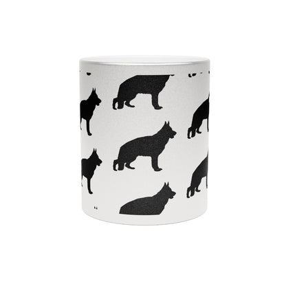 German Shepherd Silhouette Metallic Coffee Mug