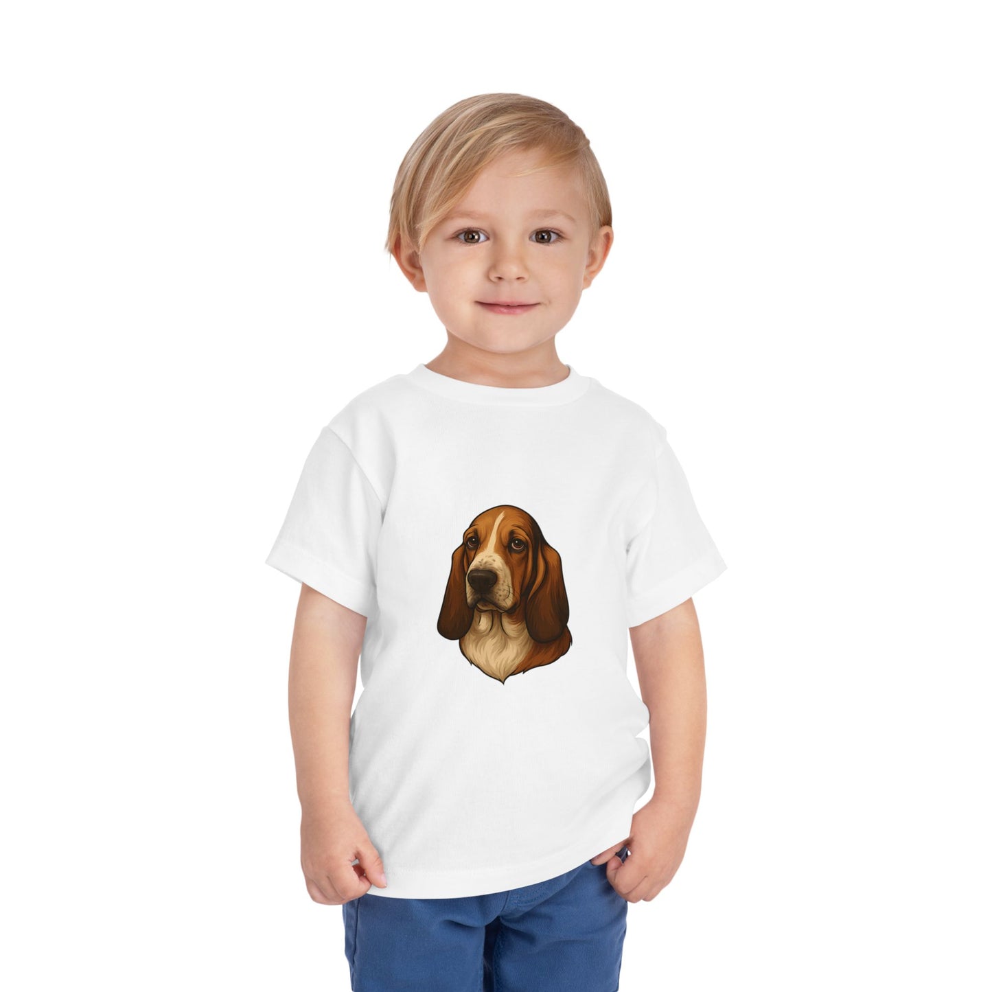 Basset Hound Head Toddler Unisex Short Sleeve Crewneck Tee