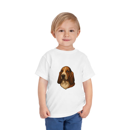 Basset Hound Head Toddler Unisex Short Sleeve Crewneck Tee