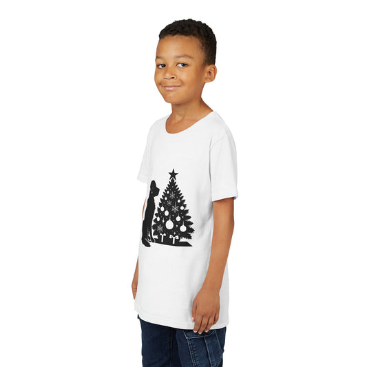 Golden Christmas Tree Youth Unisex Short Sleeve Crewneck Tee