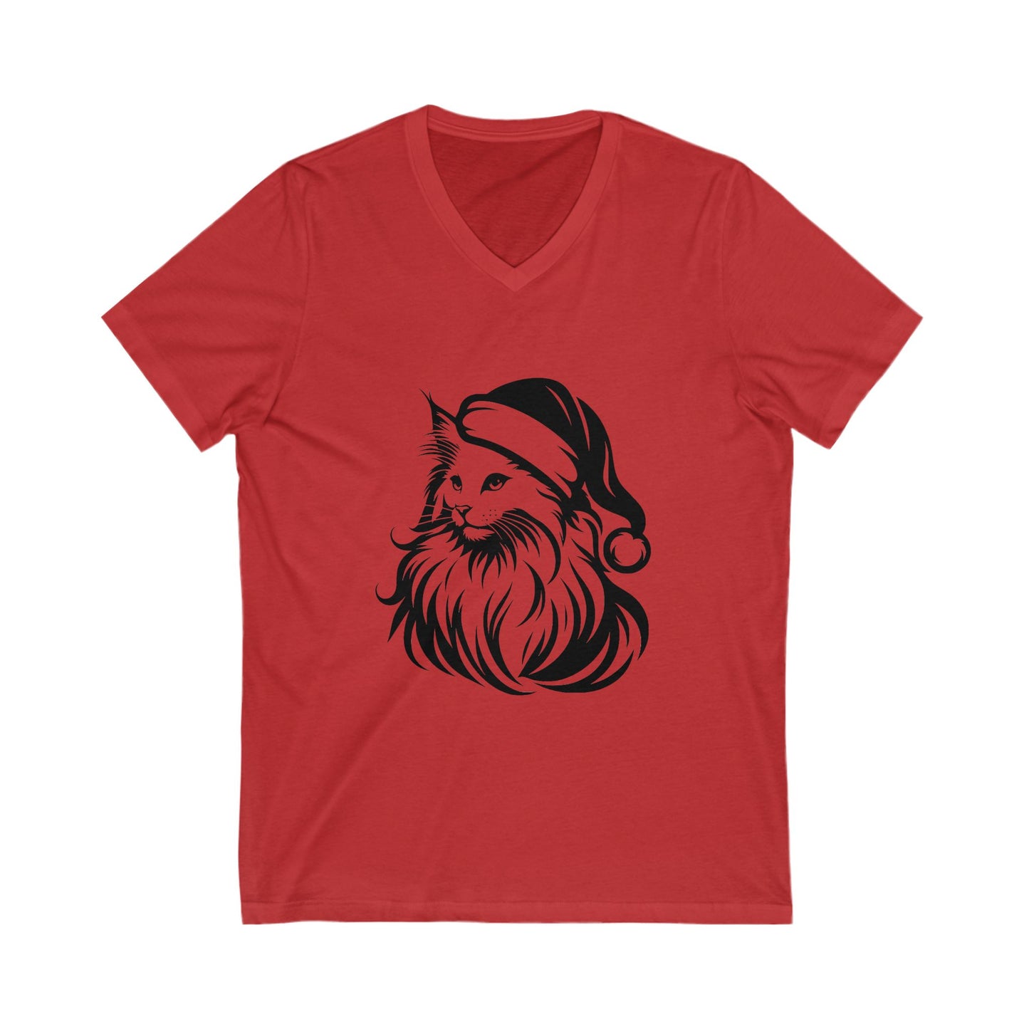 Santa Paws Cat Unisex Short Sleeve V-Neck Tee