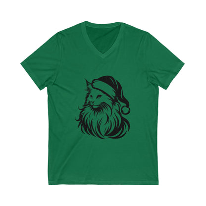 Santa Paws Cat Unisex Short Sleeve V-Neck Tee