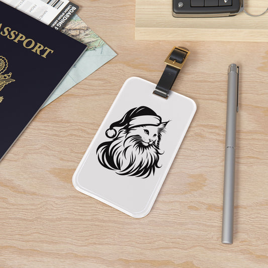 Santa Paws Cat Leather Strap Luggage Tag
