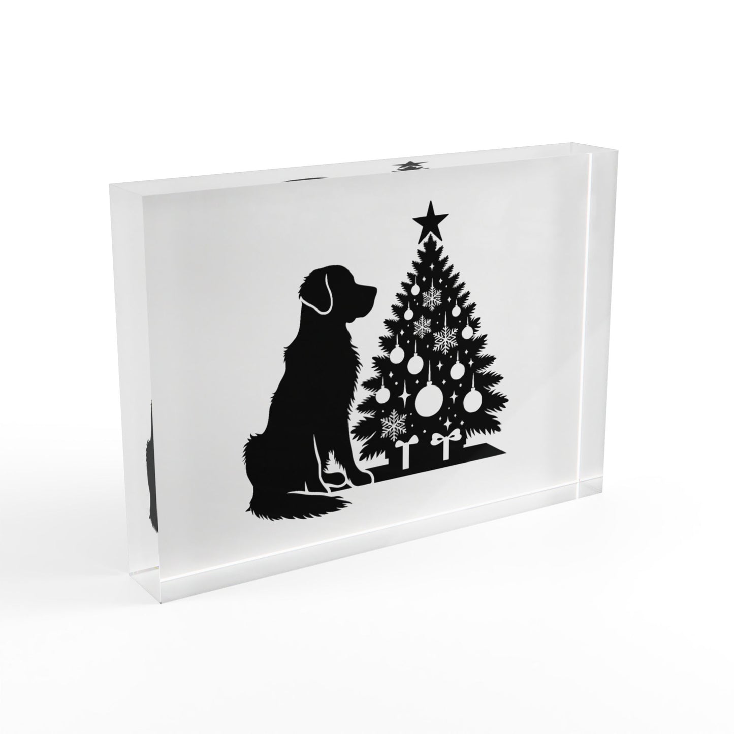 Golden Christmas Tree Acrylic Photo Block