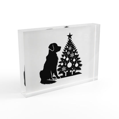 Golden Christmas Tree Acrylic Photo Block